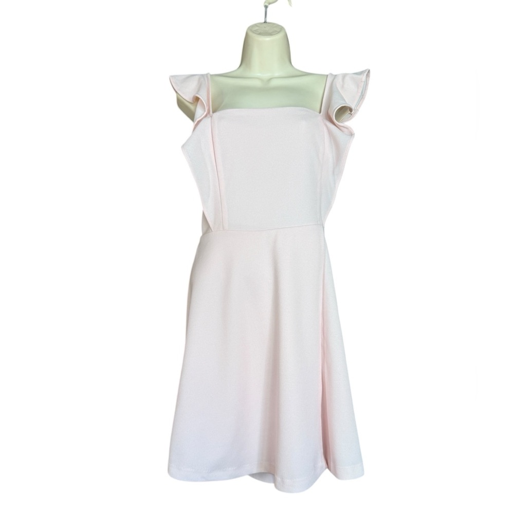 BCBG Paris Blush Pink Ruffle Strap Fit & Flare Dress Size L - Picture 4 of 12